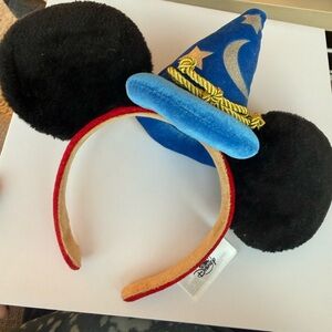Disney Mickey Ears Headband with Red Trim and Gold Accent